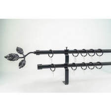 16 mm Ø Tata karnis szett, 2 soros, fekete, lapostartóval (120 cm) karnis, függönyrúd