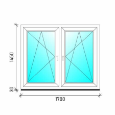  180×150 Tokosztott nyb/nyb műanyag ablak nyílászáró