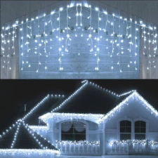  180 LED-es 8 programos karácsonyi jégcsap fényfüzér - Hidegfehér karácsonyfa izzósor