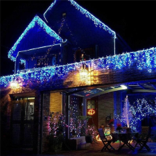  180 LED-es 8 programos karácsonyi jégcsap fényfüzér, izzósor, 8,5m-kék karácsonyfa izzósor