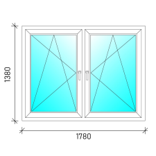  180x140 Tokosztott nyb/nyb műanyag ablak nyílászáró