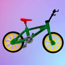  1:18 Kerékpár modell finger bike ujj bicikli  + bólyák + kuka + stand - zöld makett