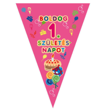 1. Boldog Születésnapot zászlófűzér - rózsaszín party kellék