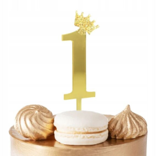 1. SZÁMÚ ARANY TÜKÖR TORTA TOPPER SZÜLETÉSNAPI PARTIRA party kellék