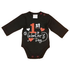 "1st Valentine's day" feliratos valentin napi baba body fekete kombidressz, body