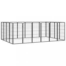  20-paneles fekete porszórt acél kutyakennel 50 x 100 cm szállítóbox, fekhely kutyáknak