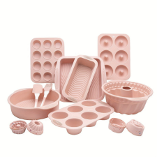  21 db-os Szilikon sütőforma és kiegészítő szett - Rózsaszín sütés és főzés