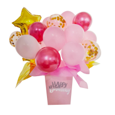 23 darabos asztali lufi dekoráció szett – Happy Birthday – Rózsaszín party kellék