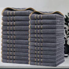  24 részes arany csíkos 35x35cm  törölköző szett szürke RB6623627-SZ lakástextília