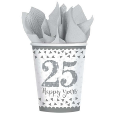  25. Anniversary, Házassági évforduló papír pohár 8 db-os 266 ml party kellék