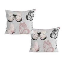  2 darab díszpárnahuzat mikroszálas anyagból MY BUTTERFLY 45x45 cm, világosszürke lakástextília