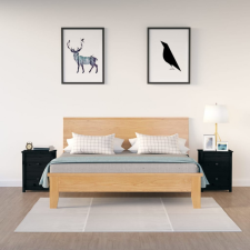  2 darab fekete tömör fenyőfa éjjeliszekrény 50x35x61,5 cm bútor