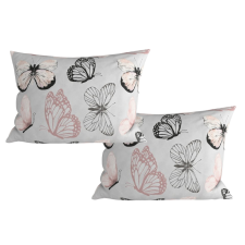  2 darabos dekoratív mikroszálas párnahuzat készlet MY BUTTERFLY 50x70 cm, világosszürke lakástextília