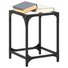  2 db acél dohányzóasztal átlátszó üveglappal 30 x 30 x 40 cm bútor