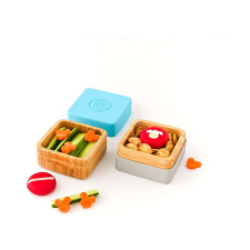 2 db bambusz snack tálcából álló készlet, kék és szürke, eco rascals babaétkészlet