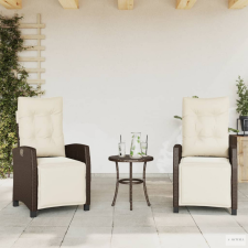  2 db barna polyrattan dönthető kerti szék lábtartóval kerti bútor
