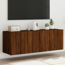 2 db barna tölgyszínű fali TV-szekrény LED-del 60x35x41 cm bútor