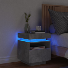 2 db betonszürke éjjeliszekrény LED-fényekkel 40x39x48,5 cm bútor