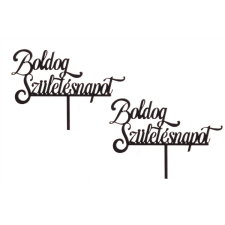  2 db fekete Boldog Születésnapot felirat sziluett tortadísz sütés és főzés