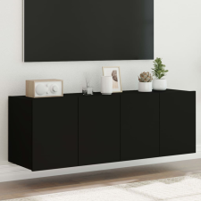 2 db fekete falra szerelhető TV-szekrény LED-del 60x35x41 cm bútor