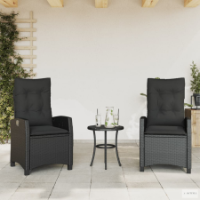  2 db fekete polyrattan dönthető kerti szék párnával kerti bútor