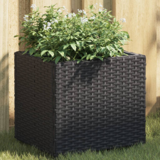 2 db fekete polyrattan kerti ültetőláda 36x30x32 cm kerti tárolás