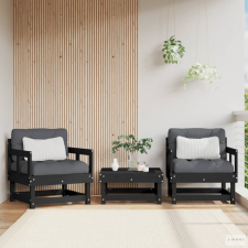  2 db fekete tömör fenyőfa kerti szék kerti bútor