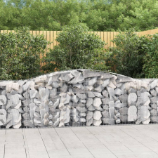  2 db íves horganyzott vas gabion kosár 400x50x80/100 cm kerti tárolás
