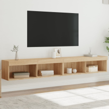  2 db sonoma tölgy színű TV-szekrény LED-ekkel 100x30x30 cm bútor