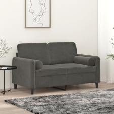  2 db sötétszürke bársony díszpárna Ø15x50 cm lakástextília