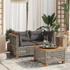 2 db szürke polyrattan kerti sarokkanapé párnával kerti bútor