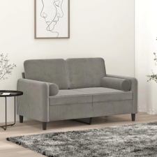  2 db világosszürke bársony díszpárna Ø15x50 cm lakástextília