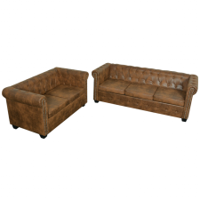  2 és 3 személyes Chesterfield kanapé szett barna bútor