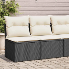  2 részes fekete polyrattan akácfa kerti ülőgarnitúra párnával kerti bútor
