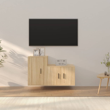  2 részes sonoma tölgy színű szerelt fa TV-szekrényszett bútor