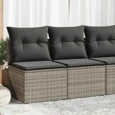  2 részes szürke polyrattan akácfa kerti ülőgarnitúra párnákkal kerti bútor