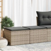  2 részes szürke polyrattan akácfa kerti ülőgarnitúra párnákkal