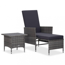  2 részes szürke polyrattan kerti bútorszett párnával kerti bútor