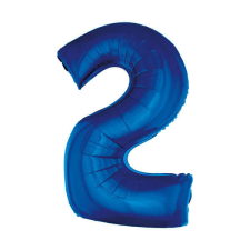 2. szám, fólia lufi, 92 cm, kék party kellék