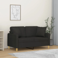  2 személyes fekete szövet kanapé díszpárnákkal 120 cm bútor