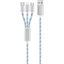 2go 3in1 USB LED Kabel blau Micro-USB,Lightning,USB-C 1m (797316) mobiltelefon kellék