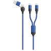 2go USB / Type C Ladekabel DUO 2x USB-C Nylon 1,2m  blau (797366)