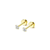  316L Arany Színű Labret Piercing Cirkónia Kővel - 3 mm - 1 pár
