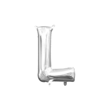 33 cm-es ezüst színű L betű fólia lufi party kellék