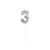  3-as elegáns számgyertya - EZÜST