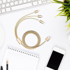  3 az 1-ben Micro USB, Lightning, Type-C kábel, gold kábel és adapter