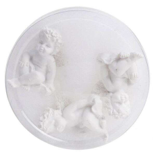  3 darab ülő angyalka 4x2,2 cm - poliresin - fehér karácsonyi dekoráció