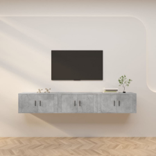  3 db betonszürke fali TV-szekrény 80 x 34,5 x 40 cm bútor