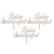 3 db fehér Boldog születésnapot feliratos sziluett tortadísz party kellék