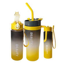 3 in 1 bögre és palack szívószállal 1200ml BD13WZ3 sárga-fekete bögrék, csészék